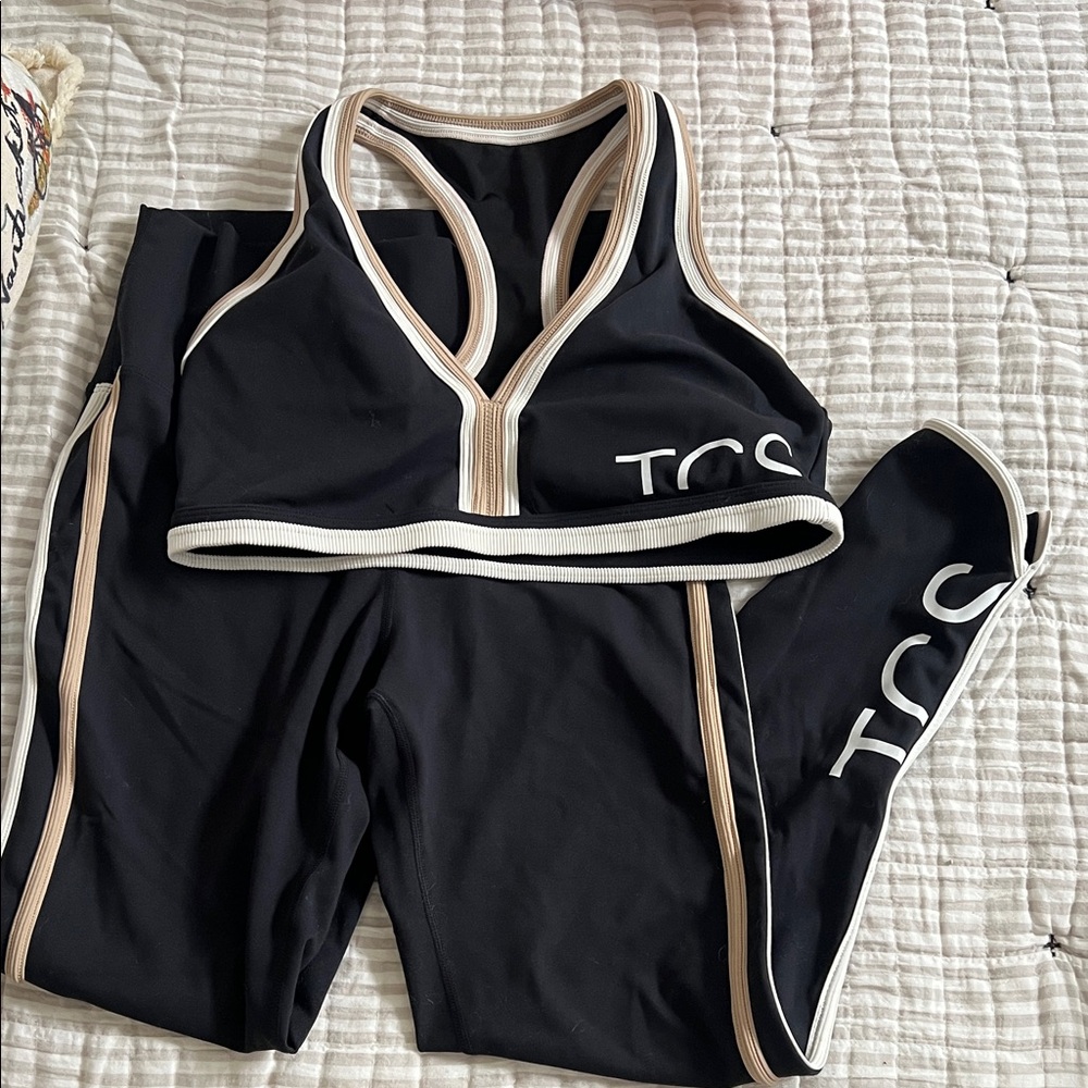 Beach Riot Black and Cream Activewear Set